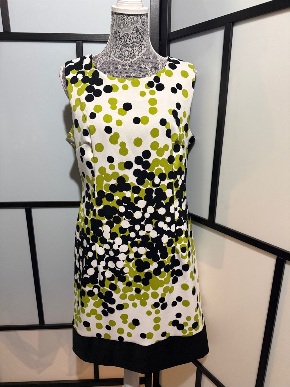 Ronni Nicole Olive, Black & White Polka Dot Mini Shift Dress